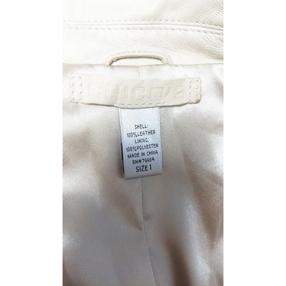 Chicos Womens Size 1 Leather Moto Jacket Tan Button Up Pockets - Picture 5 of 6